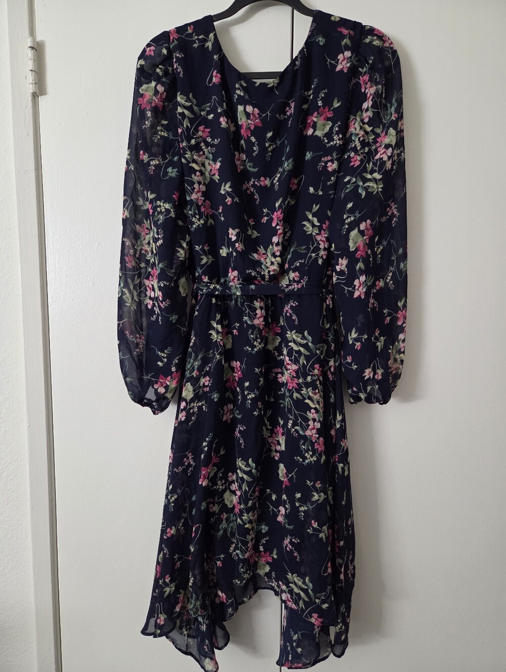 TAYLOR 20W Taylor Navy Floral Wrap Dress with Pink Blossoms - Picture 4 of 4